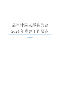 县审计局支部委员会2024年党建工作要点