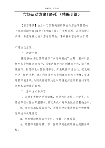 市场活动方案(案例)（精编3篇）
