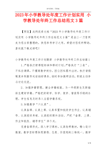 2023年小学教导处年度工作计划实用 小学教导处年终工作总结范文3篇