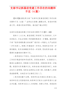 支部书记抓基层党建工作存在的问题和不足（4篇）