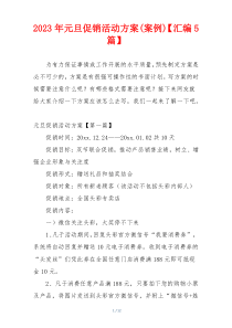 2023年元旦促销活动方案(案例)【汇编5篇】