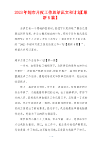 2023年超市月度工作总结范文和计划【最新5篇】