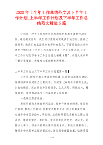 2023年上半年工作总结范文及下半年工作计划_上半年工作计划及下半年工作总结范文精选5篇