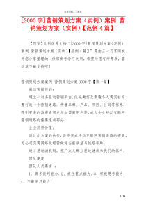 [3000字]营销策划方案（实例）案例 营销策划方案（实例）【范例4篇】
