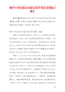 铸牢中华民族共体意识发声亮剑【精选5篇】