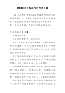 (精编)员工辞职报告范例5篇