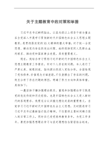 关于主题教育中的对策和举措