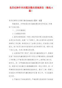 党员纪律作风问题及整改措施报告（精选4篇）