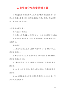 人员奖金分配方案范例3篇