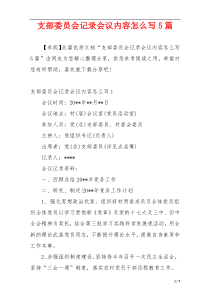 支部委员会记录会议内容怎么写5篇
