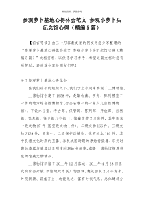 参观萝卜基地心得体会范文 参观小萝卜头纪念馆心得（精编5篇）