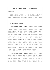 2023年区县审计局党建工作总结报告范文