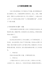 公司绩效薪酬方案