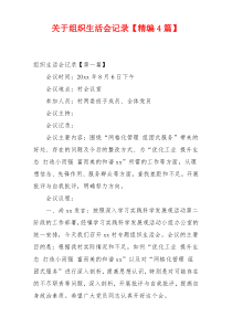 关于组织生活会记录【精编4篇】