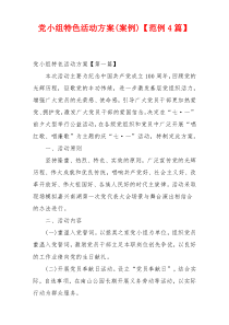 党小组特色活动方案(案例)【范例4篇】