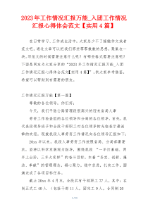2023年工作情况汇报万能_入团工作情况汇报心得体会范文【实用4篇】