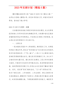 2023年支部计划（精选5篇）