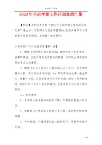 2023年小班学期工作计划总结汇聚