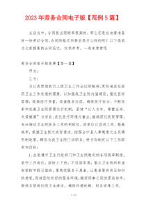 2023年劳务合同电子版【范例5篇】
