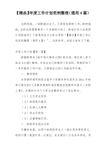 【精品】年度工作计划范例整理（通用4篇）