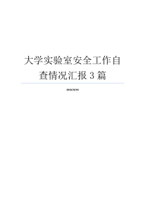大学实验室安全工作自查情况汇报3篇