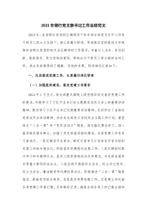 2023年银行党支部书记工作总结范文