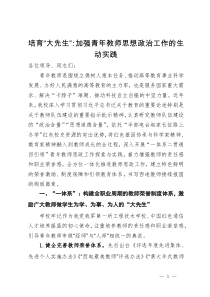 在青年教师思想政治工作座谈会上的交流发言