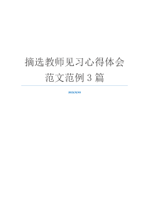 摘选教师见习心得体会范文范例3篇