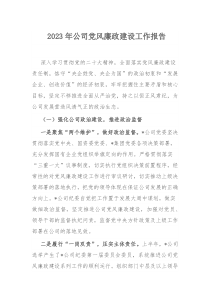 2023年公司党风廉政建设工作报告