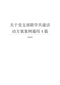关于党支部联学共建活动方案案例通用4篇
