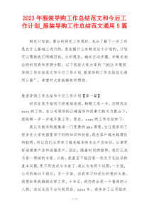 2023年服装导购工作总结范文和今后工作计划_服装导购工作总结范文通用5篇