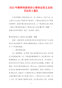 2023年教师岗前培训心得体会范文总结【实用5篇】