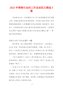 2023年销售行业的工作总结范文精选5篇