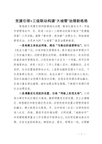 市城市管理局经验做法：党建引领+三级联动 构建“大城管”治理新格局