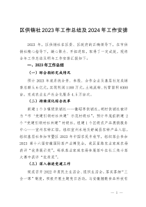 区供销社2023年工作总结及2024年工作安排