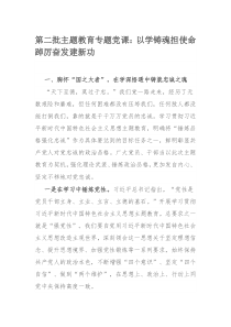 第二批主题教育专题党课：以学铸魂担使命踔厉奋发建新功