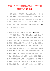 乡镇上半年工作总结范文及下半年工作计划个人【8篇】