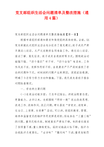 党支部组织生活会问题清单及整改措施（通用4篇）