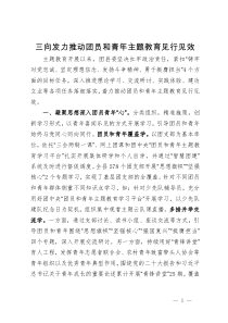 经验做法：三向发力推动团员和青年主题教育见行见效