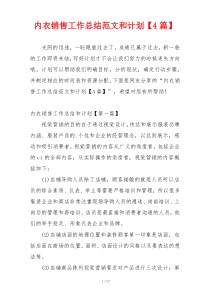 内衣销售工作总结范文和计划【4篇】