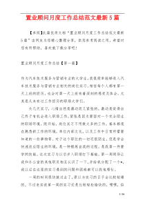 置业顾问月度工作总结范文最新5篇
