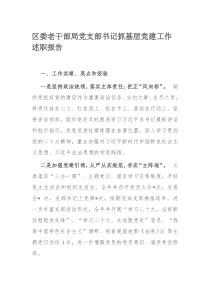 区委老干部局党支部书记抓基层党建工作述职报告