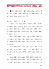督导组民主生活会点评范例（最新4篇）