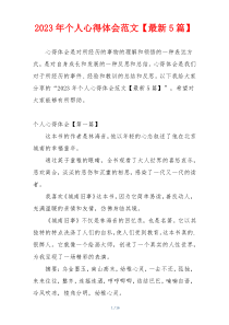2023年个人心得体会范文【最新5篇】