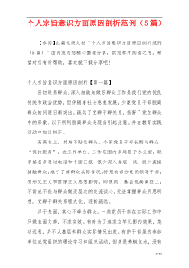 个人宗旨意识方面原因剖析范例（5篇）