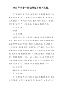 2023年双十一活动策划方案（实例）