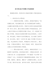 区计局2023年党建工作总结报告