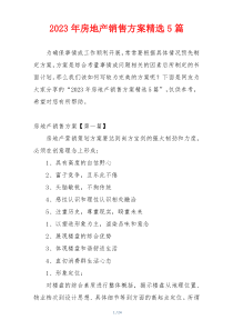 2023年房地产销售方案精选5篇