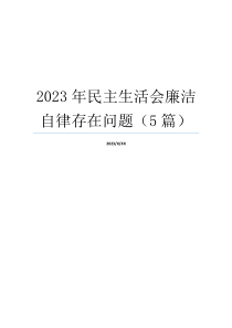 2023年民主生活会廉洁自律存在问题（5篇）