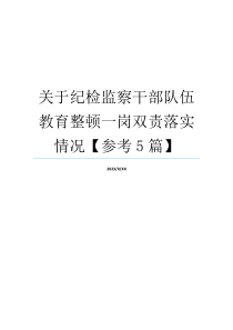 关于纪检监察干部队伍教育整顿一岗双责落实情况【参考5篇】